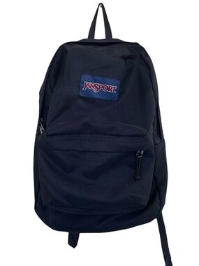 Jansport Black Backpack with Blue Logo Patch